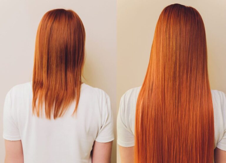 High-quality hair extension being applied by a professional stylist at a beauty salon