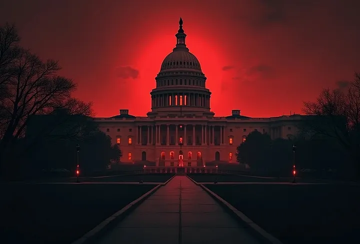 he White House at sunset with a Project 2025